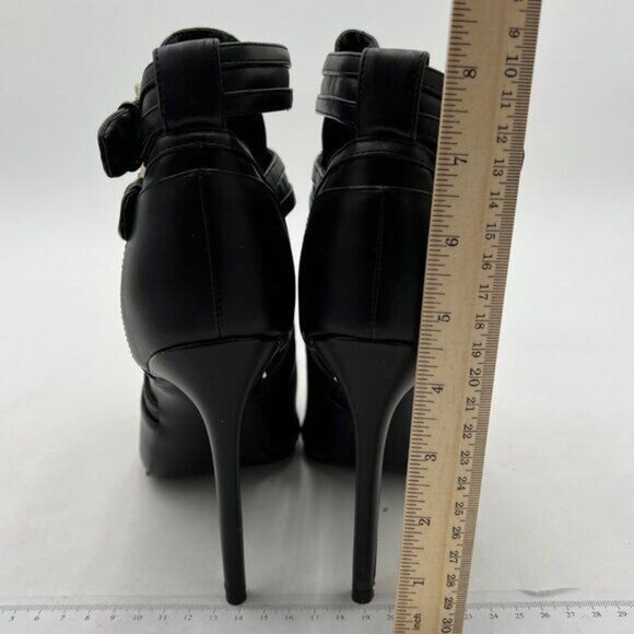 XYD Women Peep Toe Ankle Bootie High Heels Buckled Double Straps Cutout Fashion - Picture 5 of 8